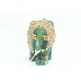 Figurine Handcrafted Natural Green Jade Gem Stone Elephant Gold Hand Painted E2